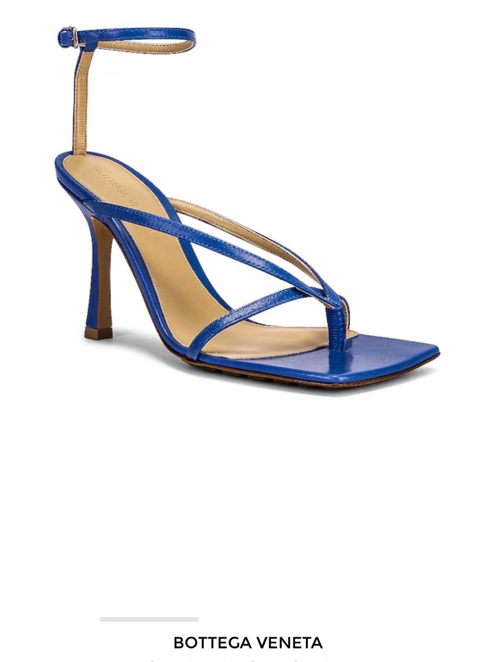 Bottega Veneta Electric Blue Strappy Square-Toe Heeled Sandals